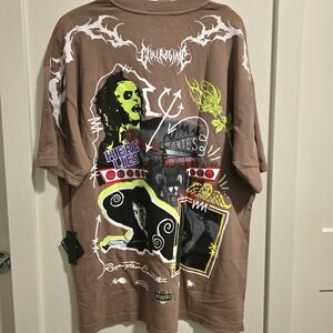 Civil Regime Mens Beetlejuice Graphic Tee Halloween Brown Shirt NWT Size Large‎